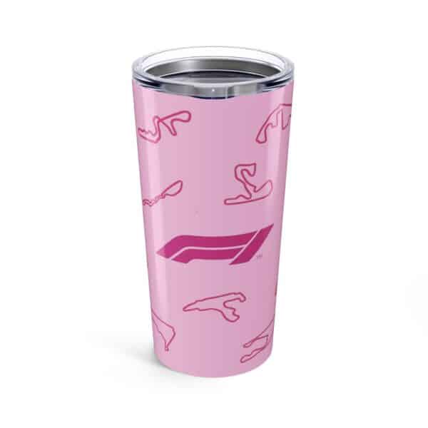 Pink 20oz Racing Tumbler – Insulated Stainless Steel Travel Coffee Cup for Racing Fans